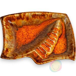 Vintage Mount Clemens Ashtray Orange Lava Drip Glaze MCM Catch All
